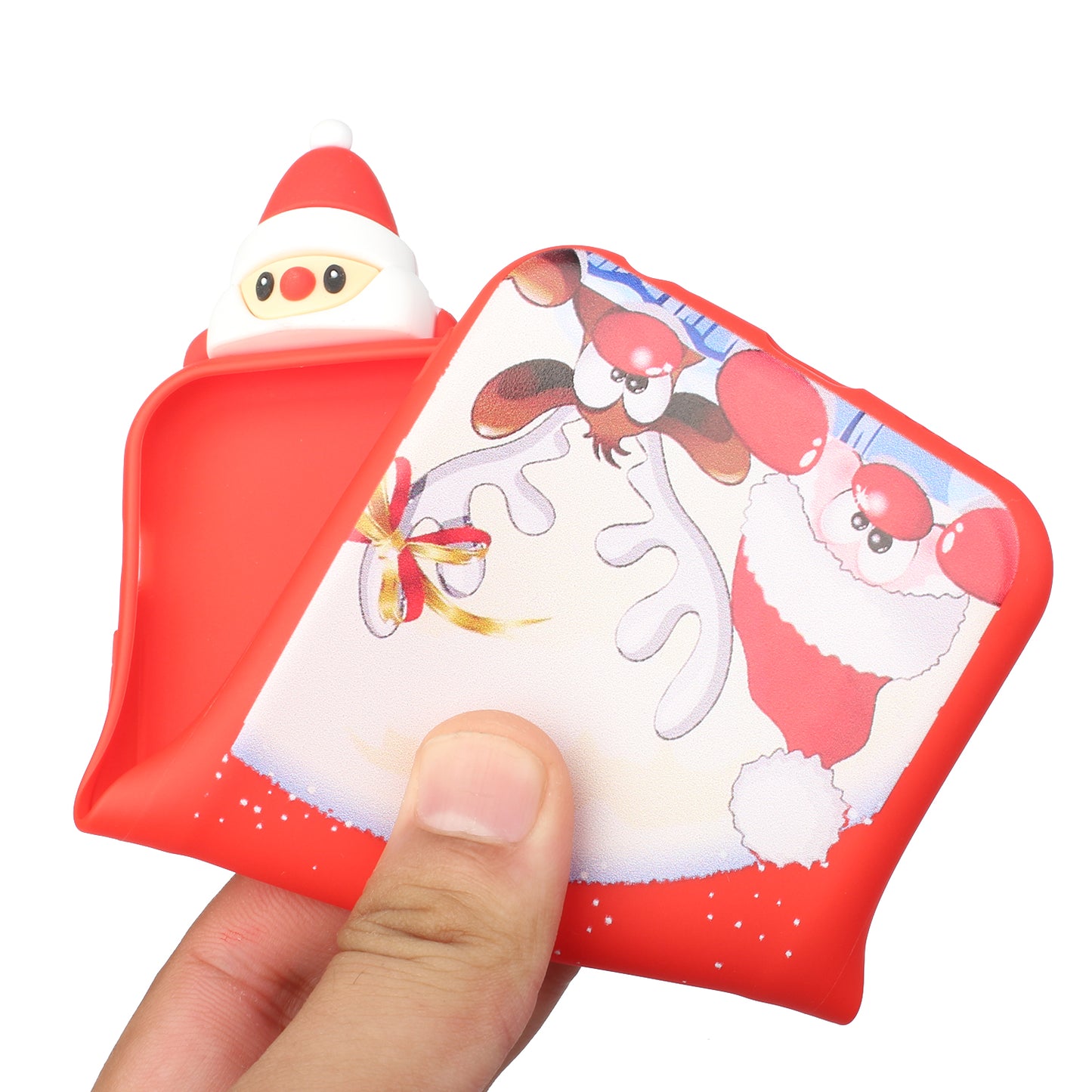 3D Christmas Doll Decor TPU Phone Cover Case for Samsung Galaxy S20 Ultra - Red Nose Santa and Moose