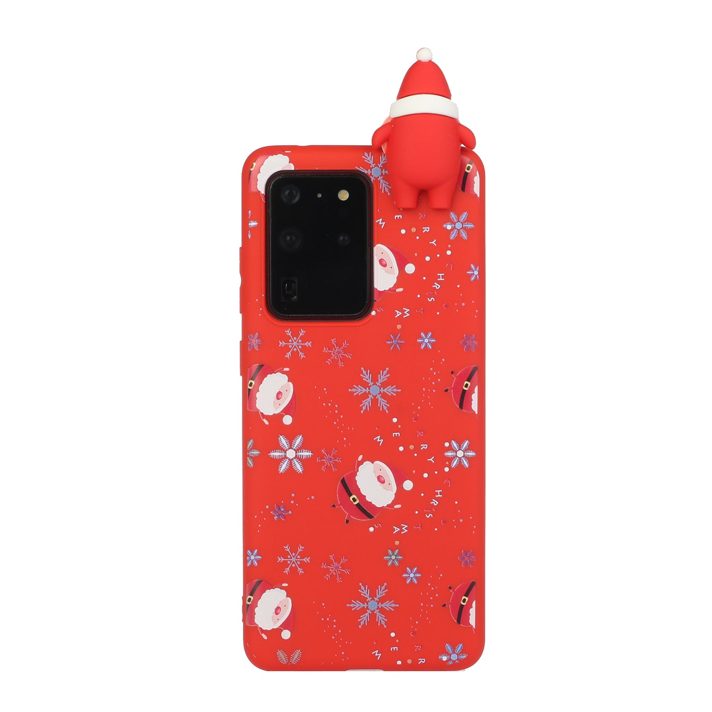 3D Christmas Doll Decor TPU Phone Cover Case for Samsung Galaxy S20 Ultra - Santa Sticker