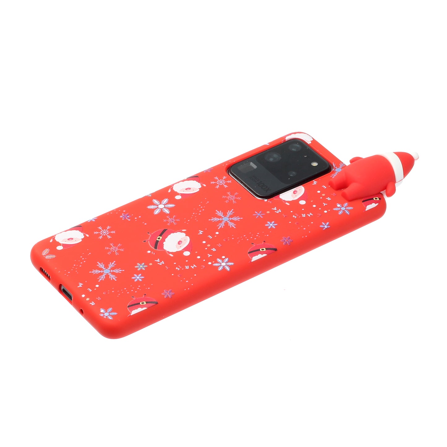 3D Christmas Doll Decor TPU Phone Cover Case for Samsung Galaxy S20 Ultra - Santa Sticker