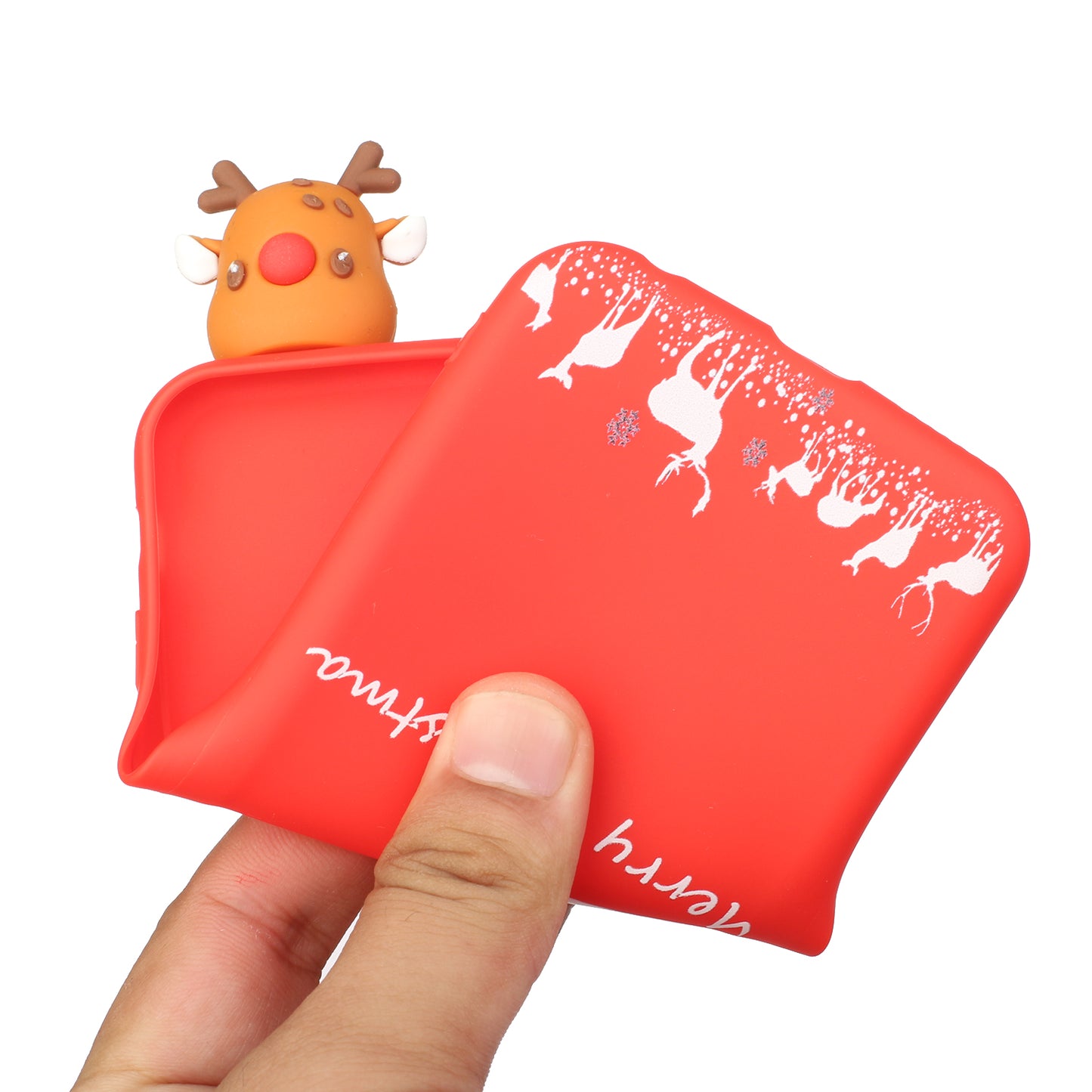 3D Christmas Doll Decor TPU Phone Cover Case for Samsung Galaxy S20 Ultra - Red Santa and Moose