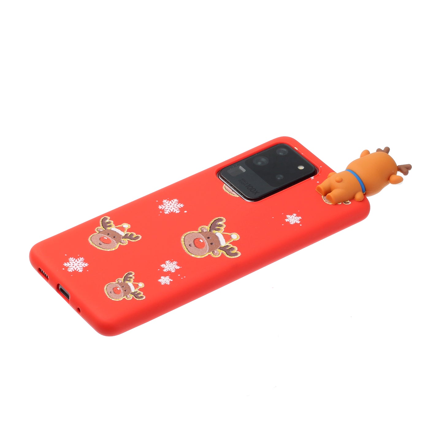 3D Christmas Doll Decor TPU Phone Cover Case for Samsung Galaxy S20 Ultra - Moose Sticker