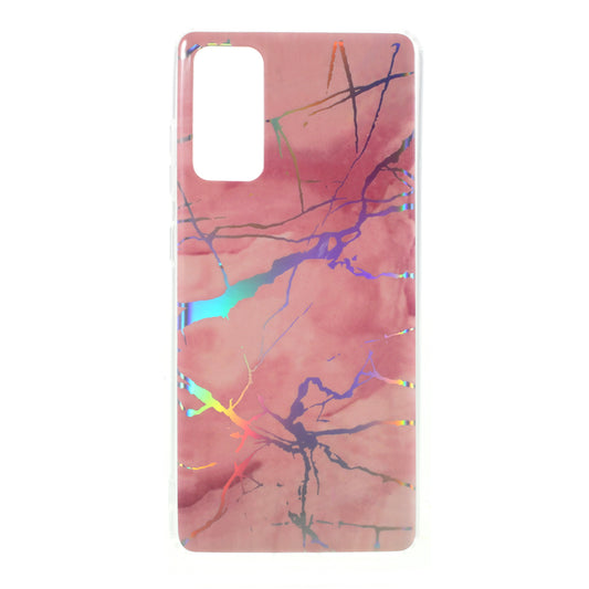 Laser Carving IMD Colorful Marble TPU Phone Casing for Samsung Galaxy S20 FE 4G/5G/2022/S20 Lite - Pink