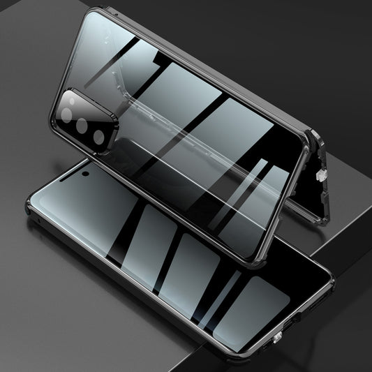 Four Corner Anti-Fall Double Side Anti-peep Tempered Glass Lock Installation Lens Cover Phone Case for Samsung Galaxy S20 FE 4G/5G/2022/S20 Lite - Black
