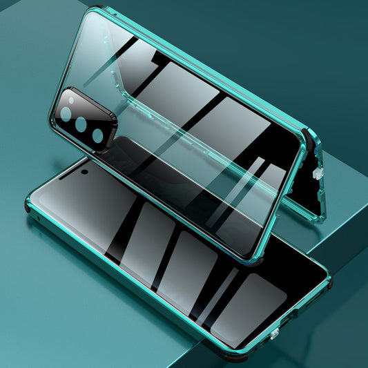 Four Corner Anti-Fall Double Side Anti-peep Tempered Glass Lock Installation Lens Cover Phone Case for Samsung Galaxy S20 FE 4G/5G/2022/S20 Lite - Green