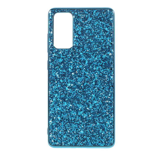For Samsung Galaxy S20 FE 4G/5G/S20 Lite/S20 FE 2022 Glittering Sequins Design Plated TPU Frame + PC Hybrid Shell Case - Blue