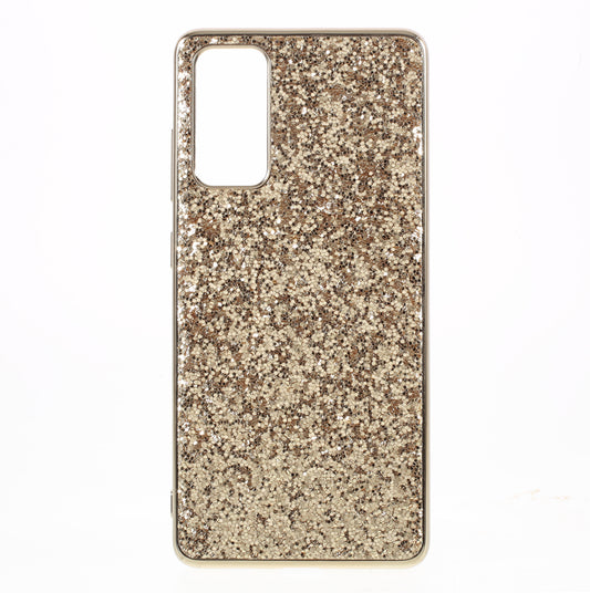 For Samsung Galaxy S20 FE 4G/5G/S20 Lite/S20 FE 2022 Glittering Sequins Design Plated TPU Frame + PC Hybrid Shell Case - Gold