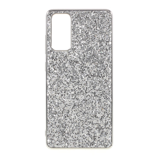 For Samsung Galaxy S20 FE 4G/5G/S20 Lite/S20 FE 2022 Glittering Sequins Design Plated TPU Frame + PC Hybrid Shell Case - Silver