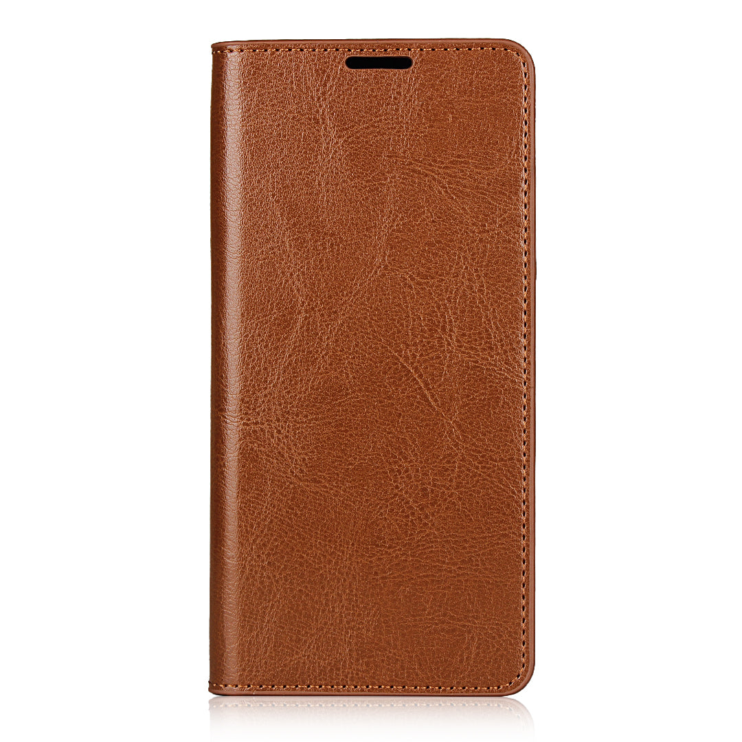 Crazy Horse Auto-Absorbed Genuine Leather Wallet Stand Case for Samsung Galaxy S20 FE/S20 Fan Edition/S20 FE 5G/S20 Fan Edition 5G - Light Brown