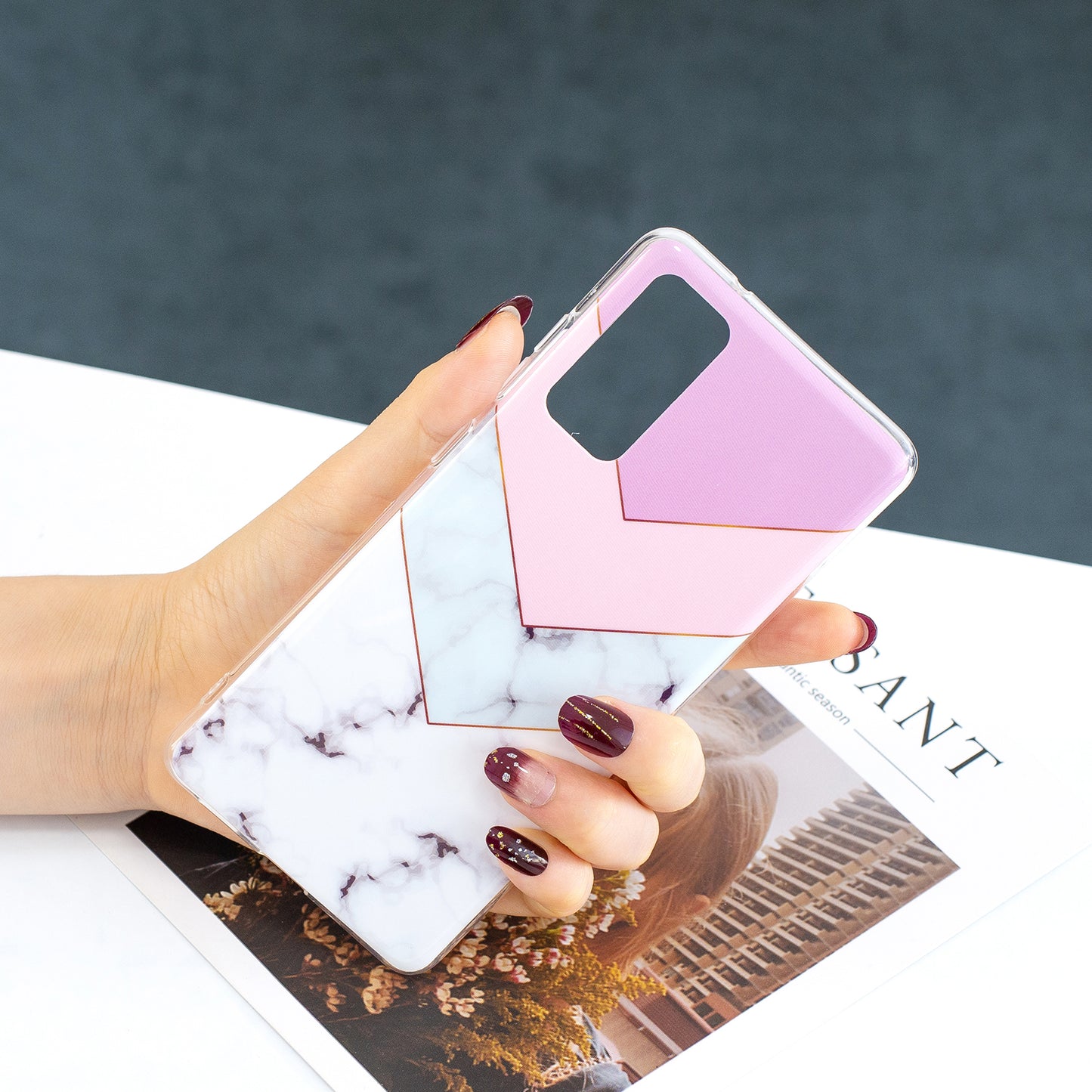 For Samsung Galaxy S20 FE 4G/5G/S20 Lite/S20 FE 2022 Marble Pattern Anti-drop IMD TPU Cover - Style Q