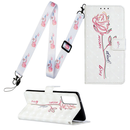 Pattern Printing Leather Protector with Hanging Strap for Samsung Galaxy S20 Plus/S20 Plus 5G  Stand Case - Flower