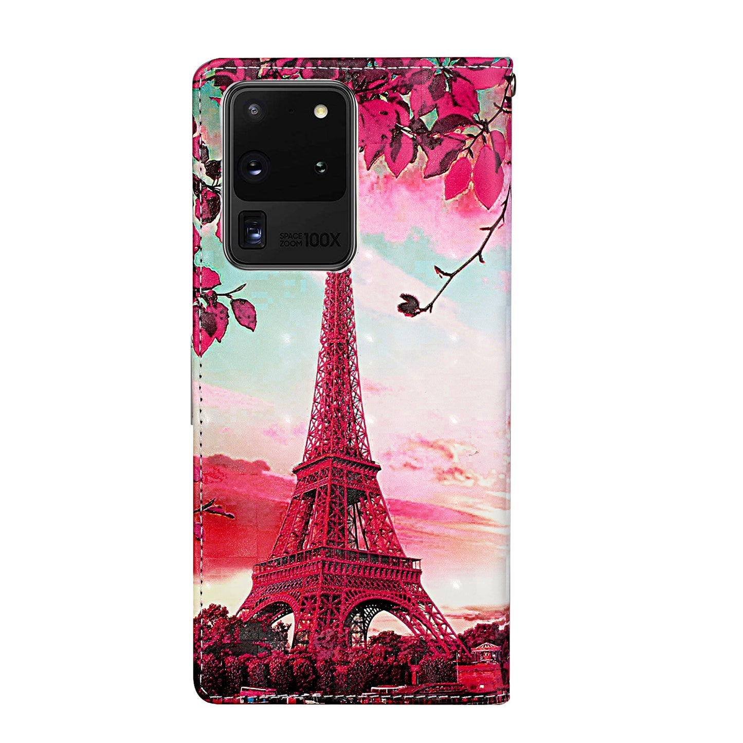 3D Pattern Printing Leather Case Wallet Shell with Adjustable Lanyard for Samsung Galaxy S20 Ultra - Tower