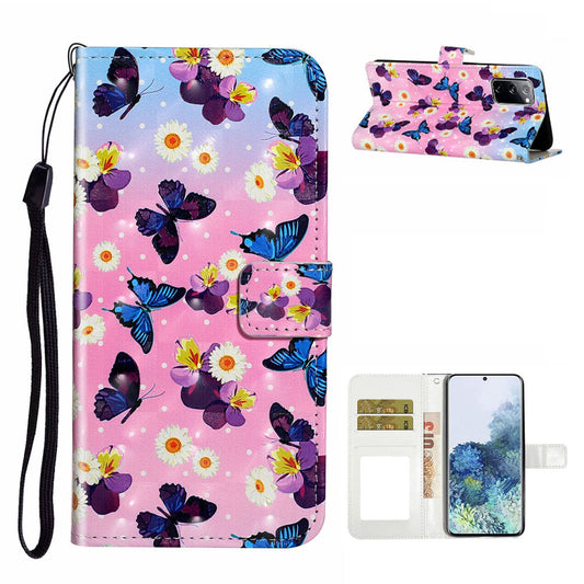 For Samsung Galaxy S20 FE 4G/5G/S20 Lite/S20 FE 2022 Light Spot Decor Pattern Printing Leather Case - Butterfly and Flower