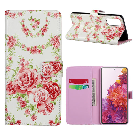 Painting Wallet Stand Leather Case for Samsung Galaxy S20 FE/S20 Fan Edition/S20 FE 5G/S20 Fan Edition 5G - Rose