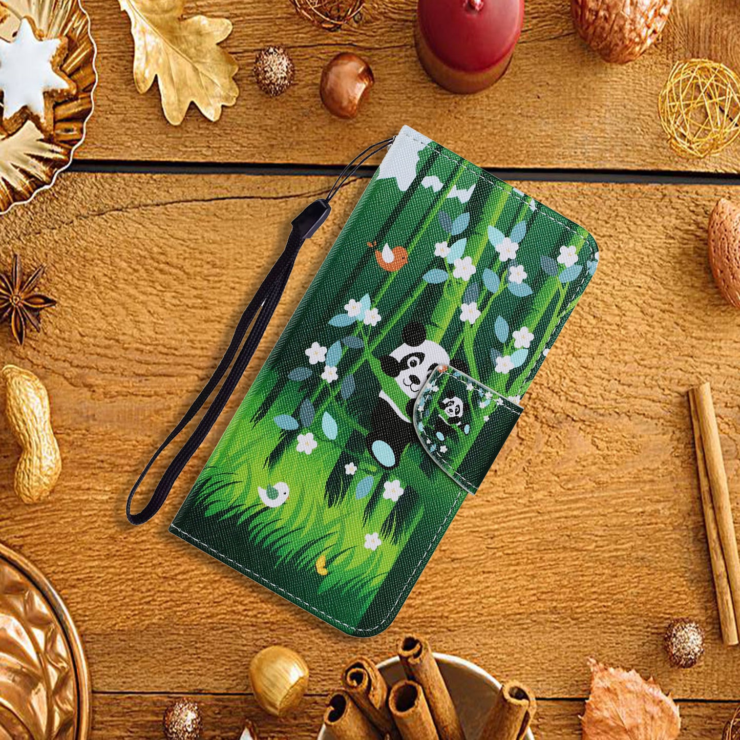 Unique Pattern Printing Wallet Stand Leather Case with Lanyard for Samsung Galaxy S20 Plus - Panda