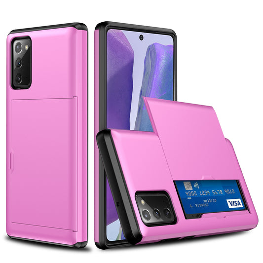 For Samsung Galaxy S20 FE 4G/5G/S20 Lite/S20 FE 2022 Scratch-proof Sliding Card Holder Plastic + TPU Cover - Pink