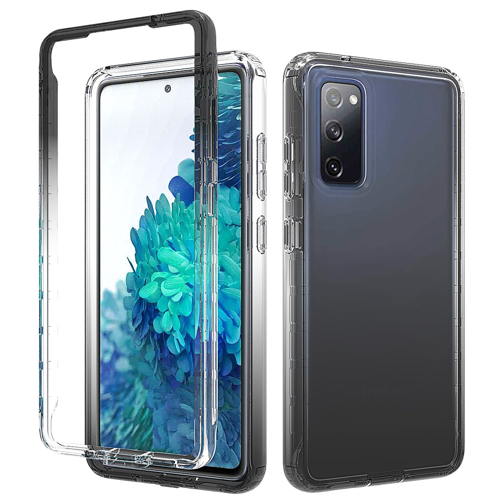 For Samsung Galaxy S20 FE 4G/5G/S20 Lite/S20 FE 2022 Gradient Color Clear TPU + PC Case - Black