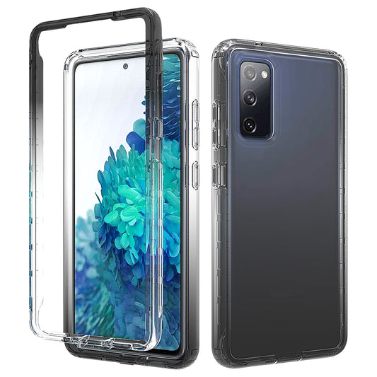 For Samsung Galaxy S20 FE 4G/5G/S20 Lite/S20 FE 2022 Gradient Color Clear TPU + PC Case - Black