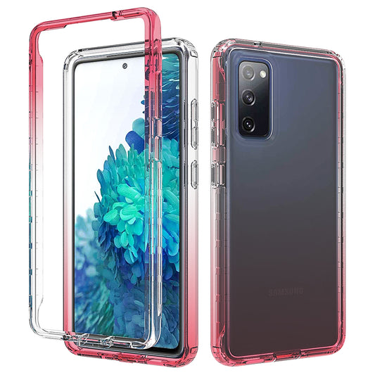 For Samsung Galaxy S20 FE 4G/5G/S20 Lite/S20 FE 2022 Gradient Color Clear TPU + PC Case - Red