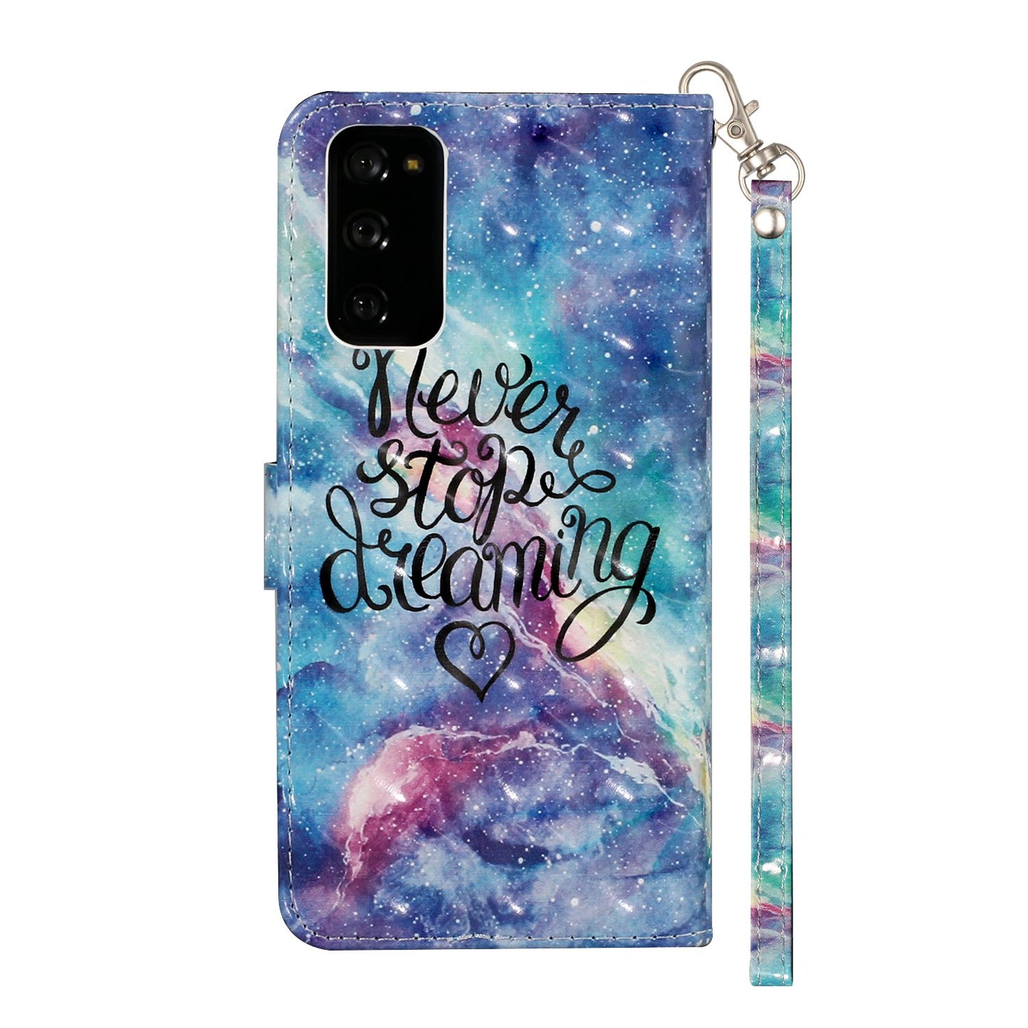 For Samsung Galaxy S20 FE 4G/5G/S20 Lite/S20 FE 2022 Light Spot Decor Pattern Printing Wallet Stand Leather Phone Casing with Strap - Never Stop Dreaming