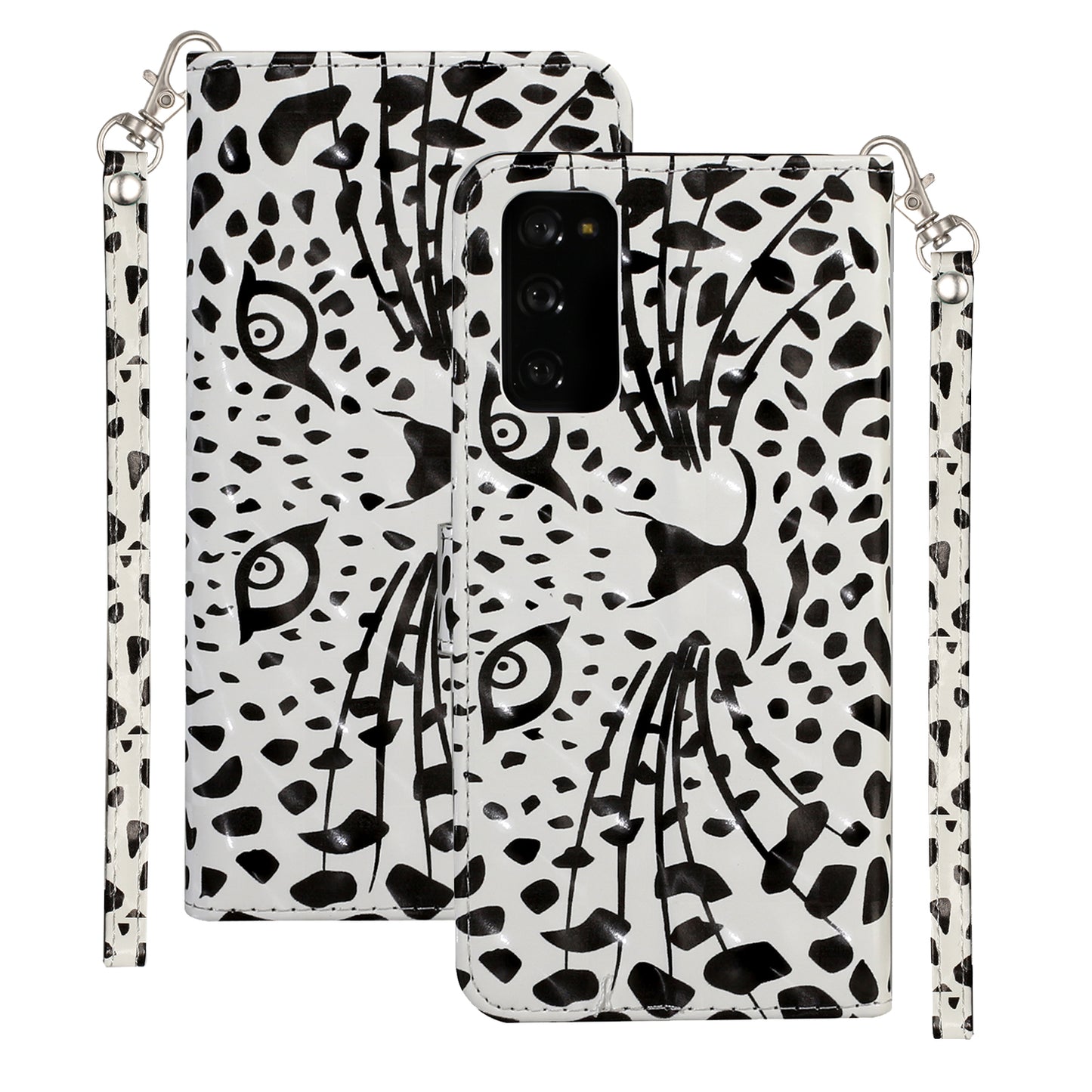 For Samsung Galaxy S20 FE 4G/5G/S20 Lite/S20 FE 2022 Light Spot Decor Pattern Printing Wallet Stand Leather Phone Casing with Strap - Leopard