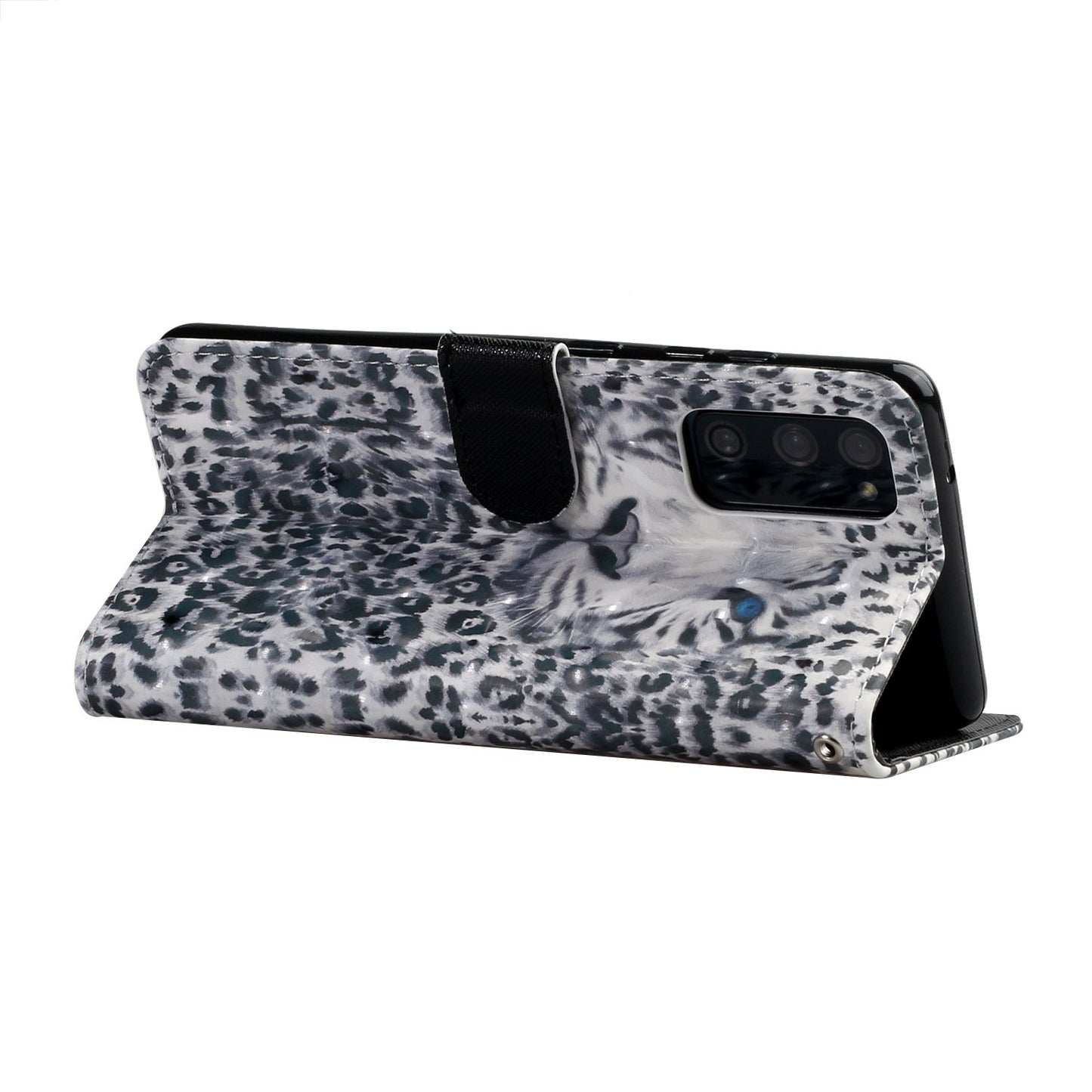 For Samsung Galaxy S20 FE 4G/5G/S20 Lite/S20 FE 2022 Light Spot Decor Pattern Printing Wallet Stand Leather Phone Casing with Strap - Tiger Face/Leopard Texture