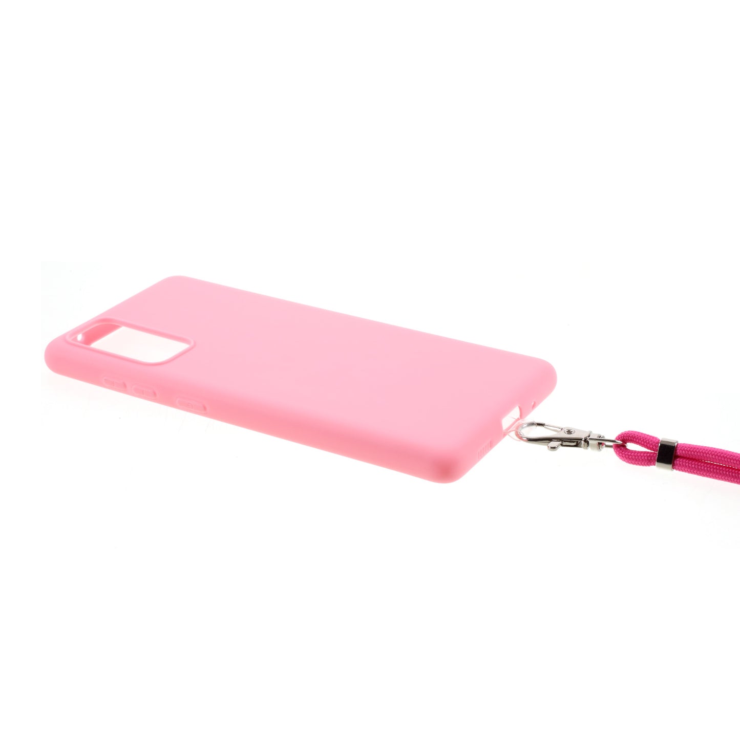Solid Color Candy TPU Cover with Lanyard for Samsung Galaxy S20 FE/S20 Fan Edition/S20 FE 5G/S20 Fan Edition 5G - Rose