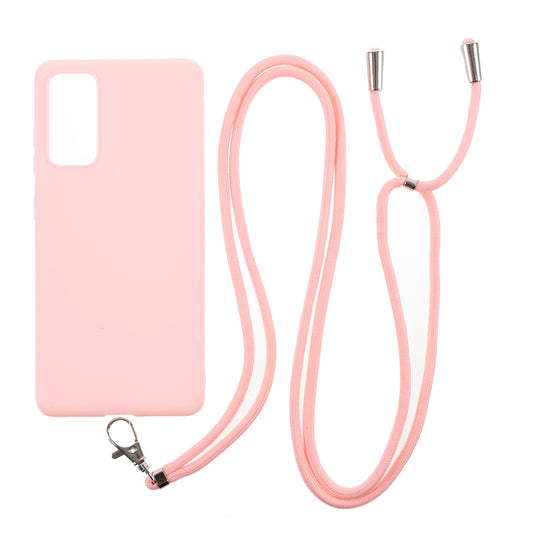 Solid Color Candy TPU Cover with Lanyard for Samsung Galaxy S20 FE/S20 Fan Edition/S20 FE 5G/S20 Fan Edition 5G - Pink