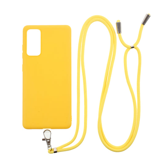 Solid Color Candy TPU Cover with Lanyard for Samsung Galaxy S20 FE/S20 Fan Edition/S20 FE 5G/S20 Fan Edition 5G - Yellow