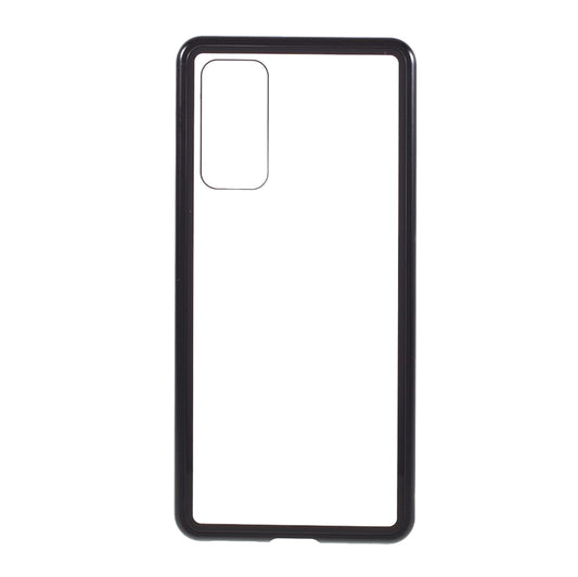 Magnetic Adsorption Metal Frame + Tempered Glass Back Protector Cover for Samsung Galaxy S20 FE/S20 Fan Edition/S20 FE 5G/S20 Fan Edition 5G - Black