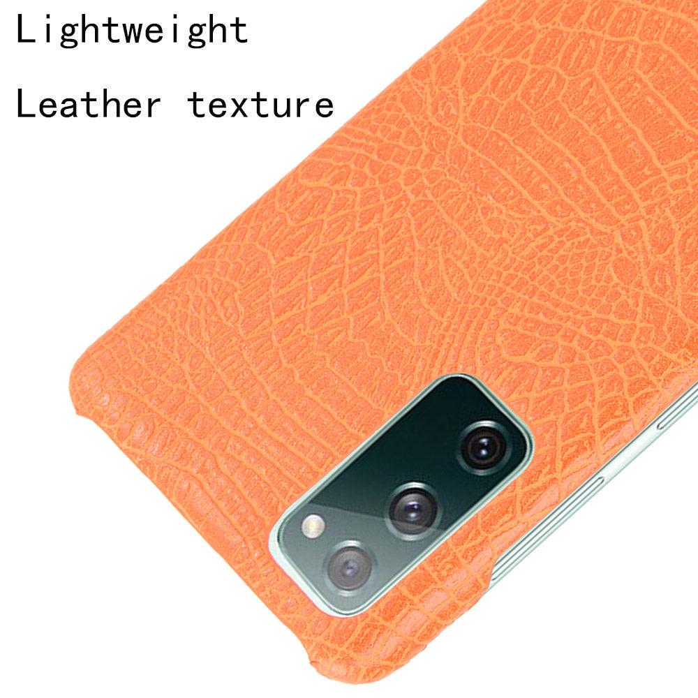 For Samsung Galaxy S20 FE 4G/5G/S20 Lite/S20 FE 2022 Crocodile Texture PU Leather Coated Plastic Phone Case - Orange