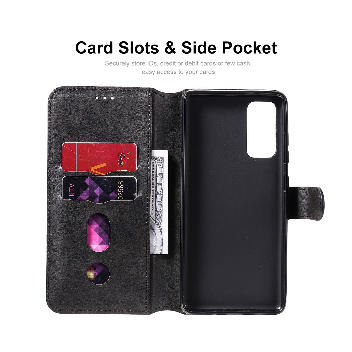HAT PRINCE ENKAY ENK-PUC030 for Samsung Galaxy S20 FE 4G / 5G / S20 Lite / S20 FE 2022 PU Leather + TPU Wallet Stand Phone Case - Black
