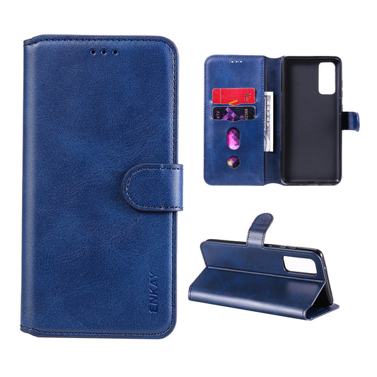 HAT PRINCE ENKAY ENK-PUC030 for Samsung Galaxy S20 FE 4G / 5G / S20 Lite / S20 FE 2022 PU Leather + TPU Wallet Stand Phone Case - Blue