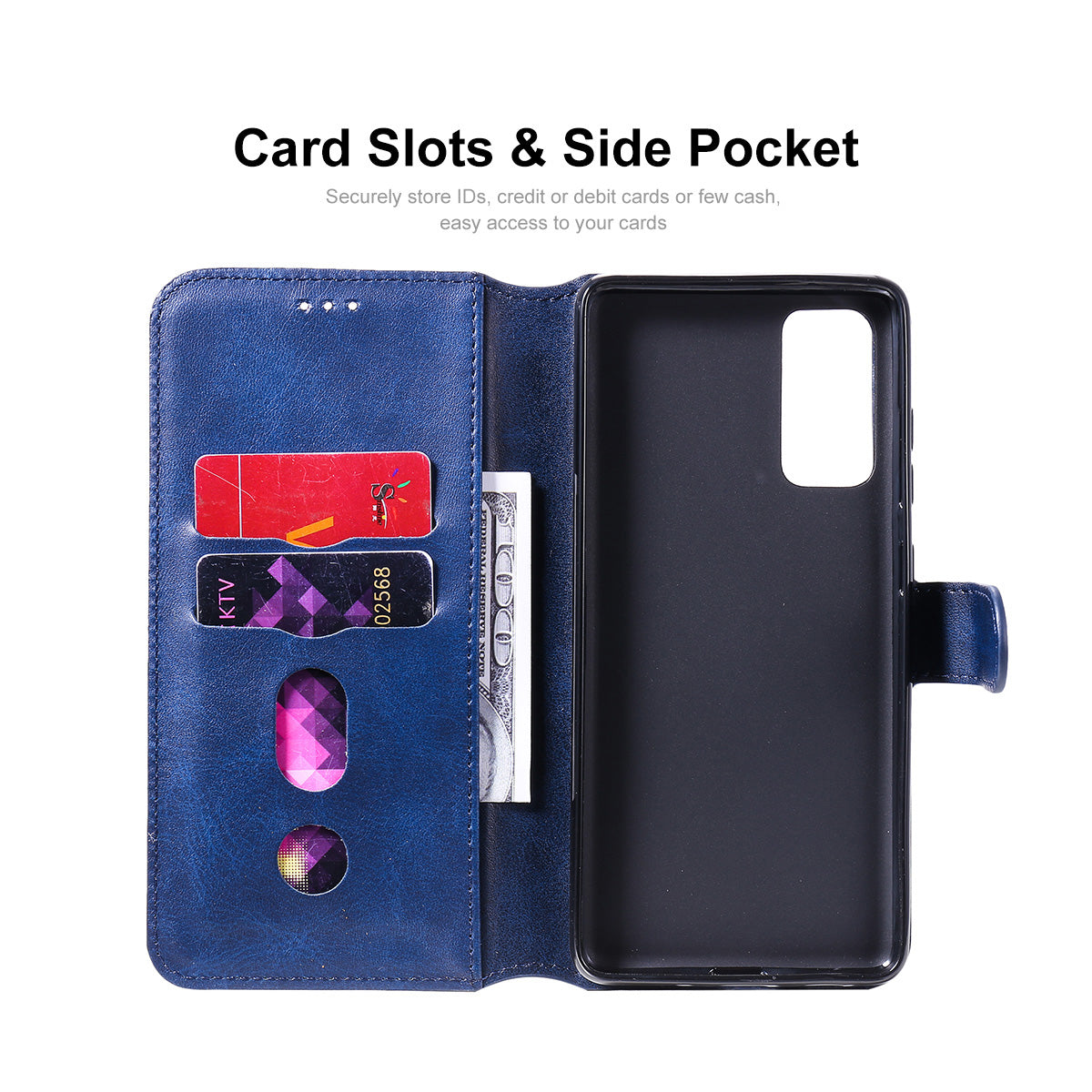 HAT PRINCE ENKAY ENK-PUC030 for Samsung Galaxy S20 FE 4G / 5G / S20 Lite / S20 FE 2022 PU Leather + TPU Wallet Stand Phone Case - Blue