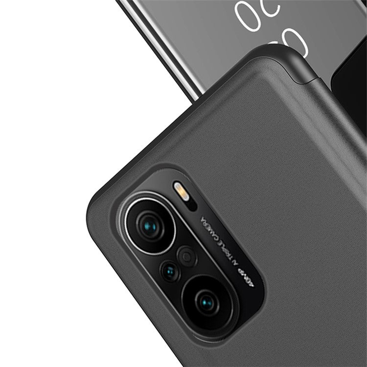 Plated Mirror Surface Case for Samsung Galaxy A12 View Window Leather Cover - Rose Gold