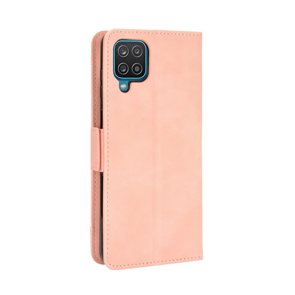 For Samsung Galaxy M12 / A12 Multiple Card Slots Protective Cover Stand Leather Case - Pink