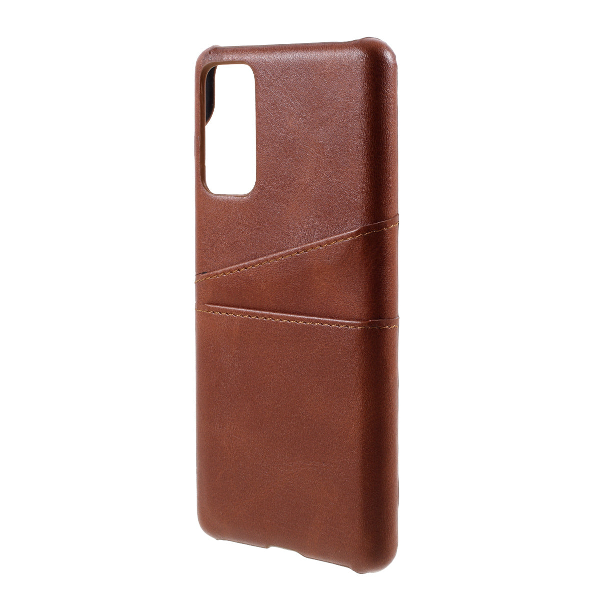 For Samsung Galaxy S20 FE 4G/5G/S20 Lite/S20 FE 2022 Double Card Slots PU Leather Coated PC Cover - Dark Brown