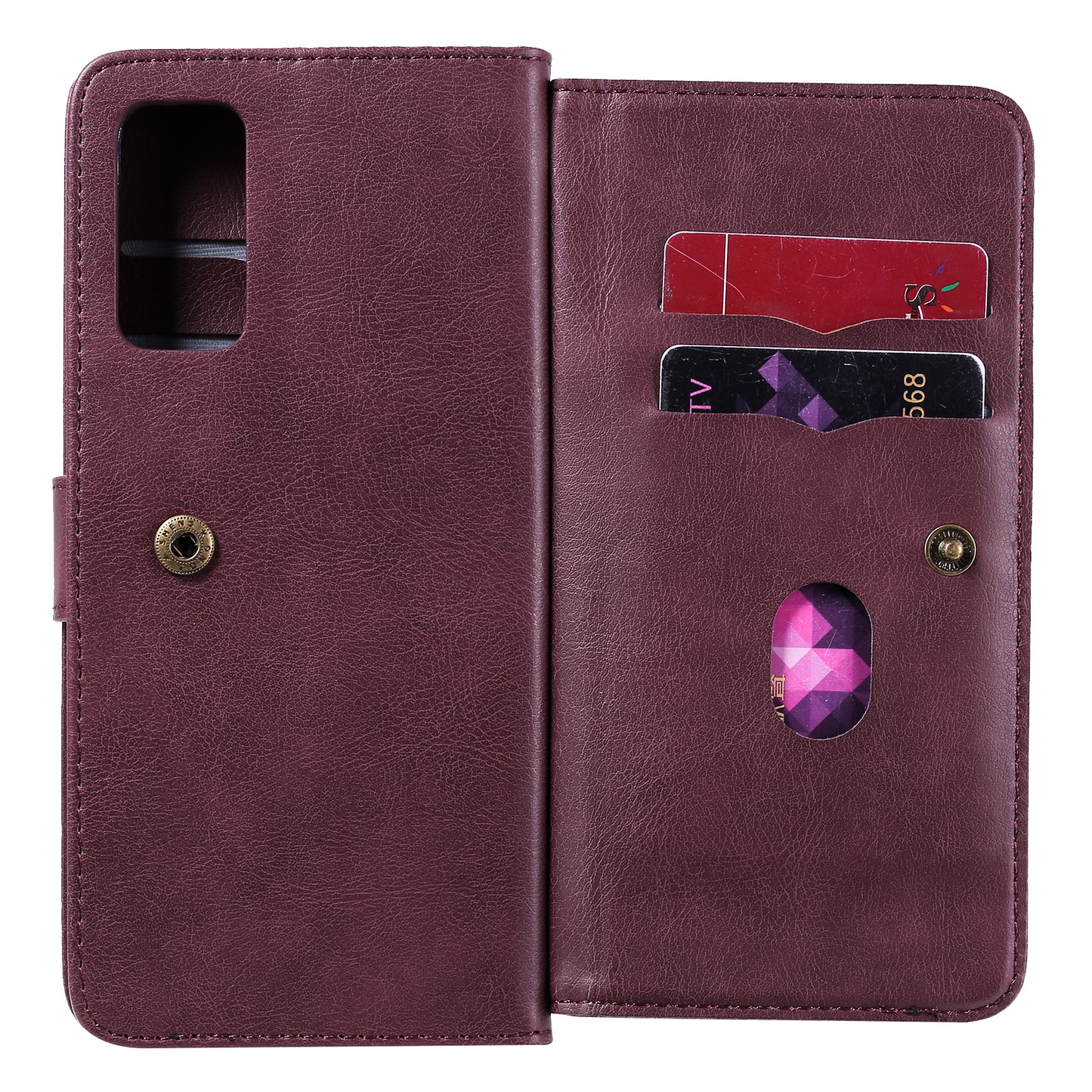For Samsung Galaxy S20 FE 4G/S20 Fan Edition 4G/S20 FE 5G/S20 Fan Edition 5G/S20 Lite/S20 FE 2022 KT Multi-functional Series-1 New Arrival Leather Cover Shell with KT Multi-functional Series-1 10 Card Slots - Wine Red