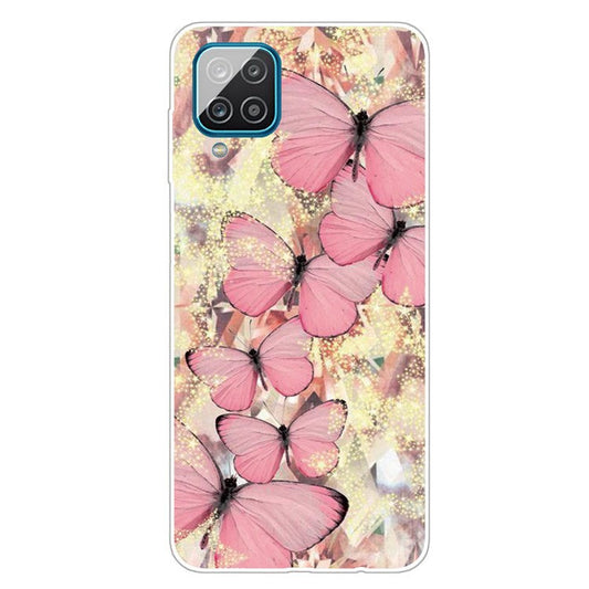 Pattern Printing TPU Protector for Samsung Galaxy A12 Phone Case - Pink Butterfly