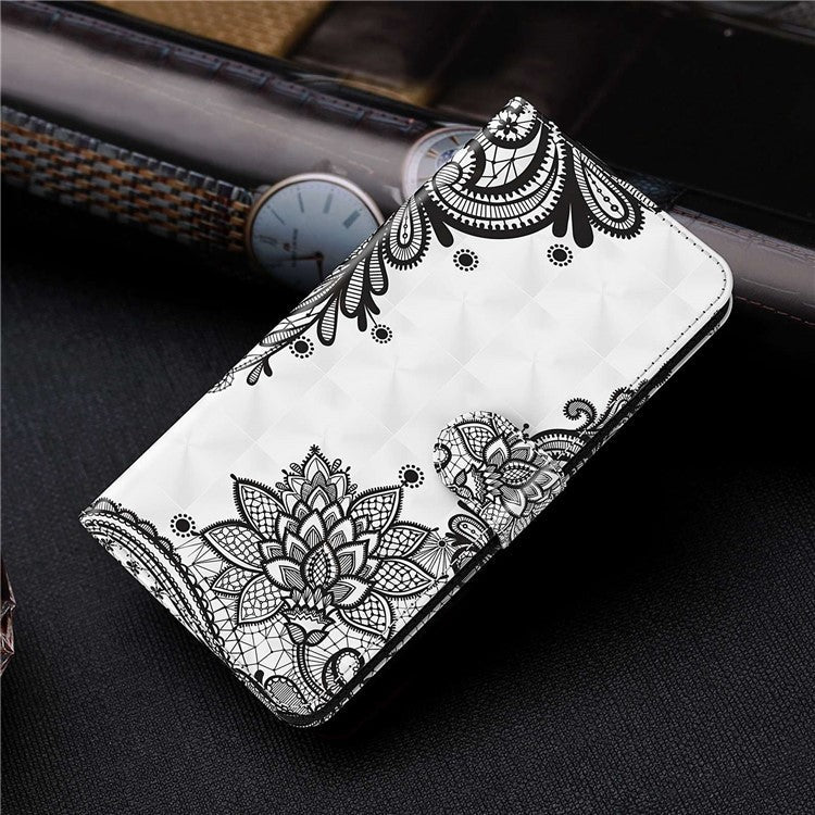 Stand Leather Case for Samsung Galaxy A32 5G / M32 5G Pattern Printing Cover with Lanyard - Lace Flower
