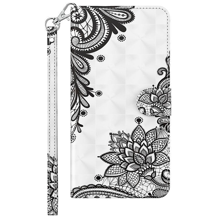 Stand Leather Case for Samsung Galaxy A32 5G / M32 5G Pattern Printing Cover with Lanyard - Lace Flower