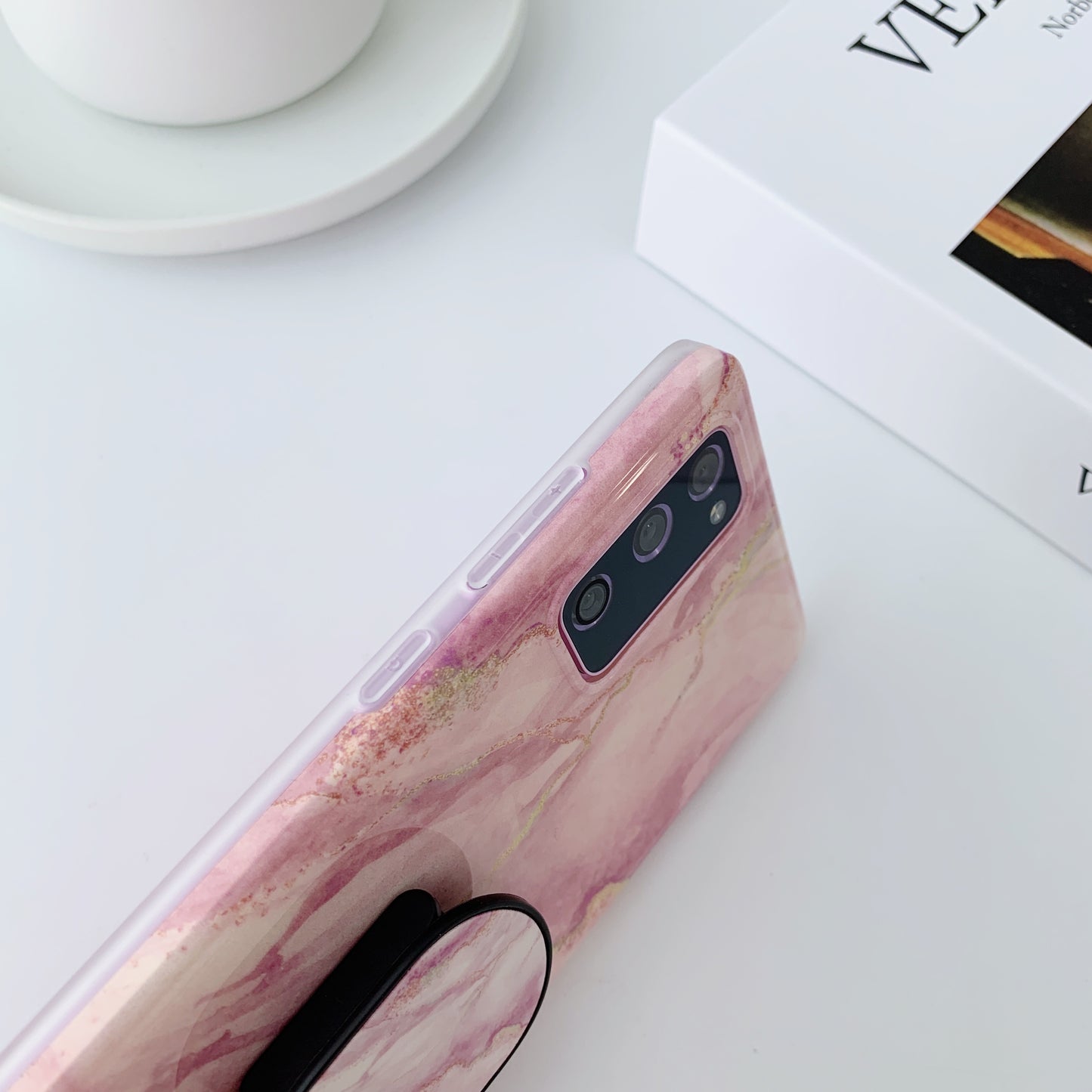 Kickstand Flow Gold Marble Patterned TPU Cover for Samsung Galaxy S20 FE/S20 Fan Edition/S20 FE 5G/S20 Fan Edition 5G - Style A