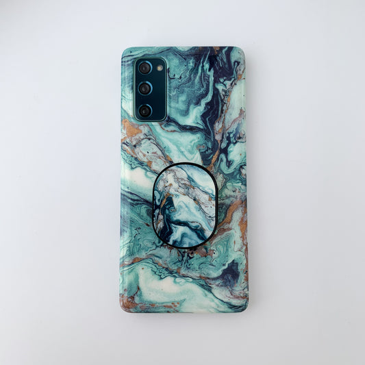Kickstand Flow Gold Marble Patterned TPU Cover for Samsung Galaxy S20 FE/S20 Fan Edition/S20 FE 5G/S20 Fan Edition 5G - Style B