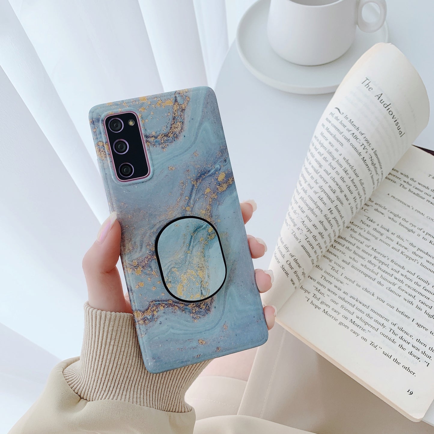 Kickstand Flow Gold Marble Patterned TPU Cover for Samsung Galaxy S20 FE/S20 Fan Edition/S20 FE 5G/S20 Fan Edition 5G - Style C