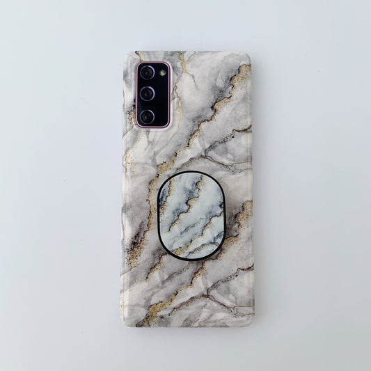 Kickstand Flow Gold Marble Patterned TPU Cover for Samsung Galaxy S20 FE/S20 Fan Edition/S20 FE 5G/S20 Fan Edition 5G - Style E
