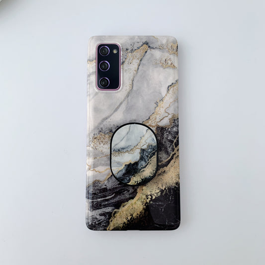 Kickstand Flow Gold Marble Patterned TPU Cover for Samsung Galaxy S20 FE/S20 Fan Edition/S20 FE 5G/S20 Fan Edition 5G - Style F