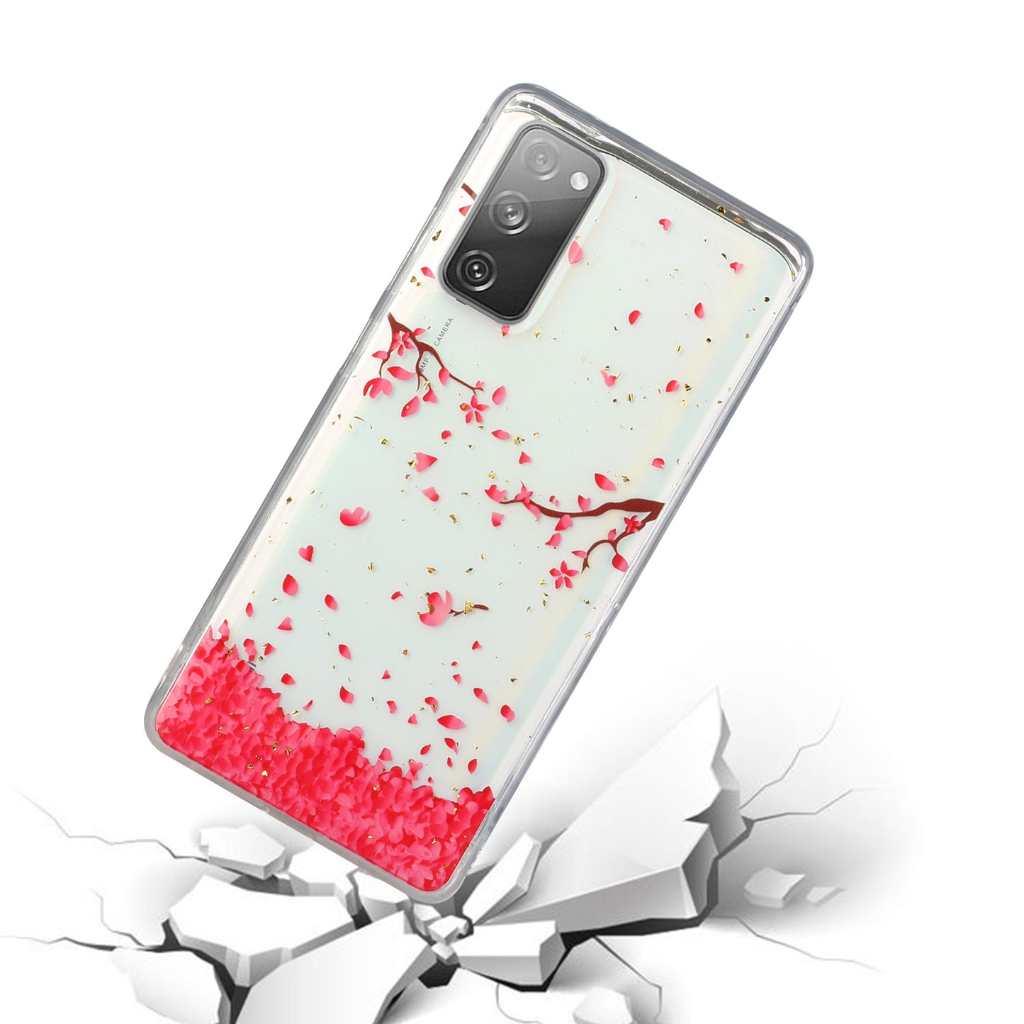 Glitter Sequins Inlaid Style TPU Phone Shell for Samsung Galaxy S20 FE/S20 Fan Edition/S20 FE 5G/S20 Fan Edition 5G - Falling Flower
