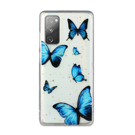 Glitter Sequins Inlaid Style TPU Phone Shell for Samsung Galaxy S20 FE/S20 Fan Edition/S20 FE 5G/S20 Fan Edition 5G - Blue Butterfly