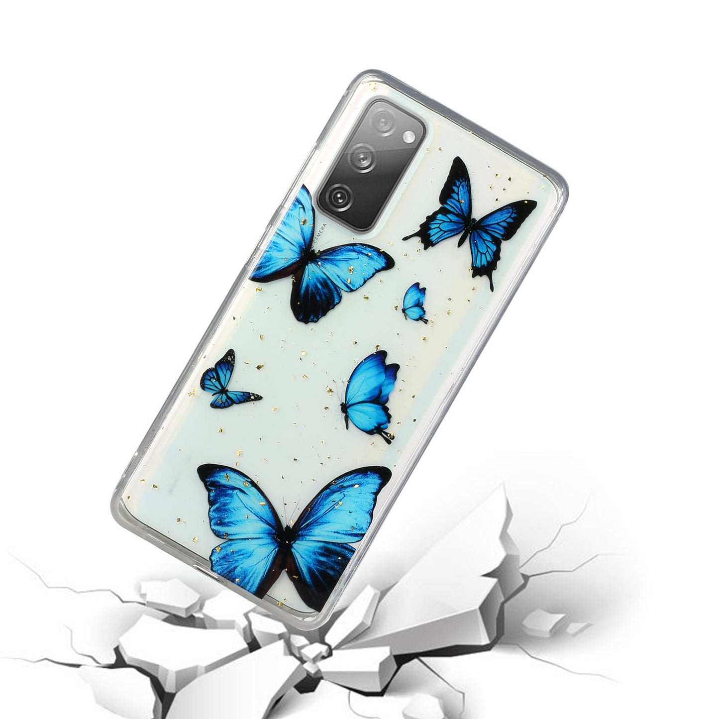 Glitter Sequins Inlaid Style TPU Phone Shell for Samsung Galaxy S20 FE/S20 Fan Edition/S20 FE 5G/S20 Fan Edition 5G - Blue Butterfly