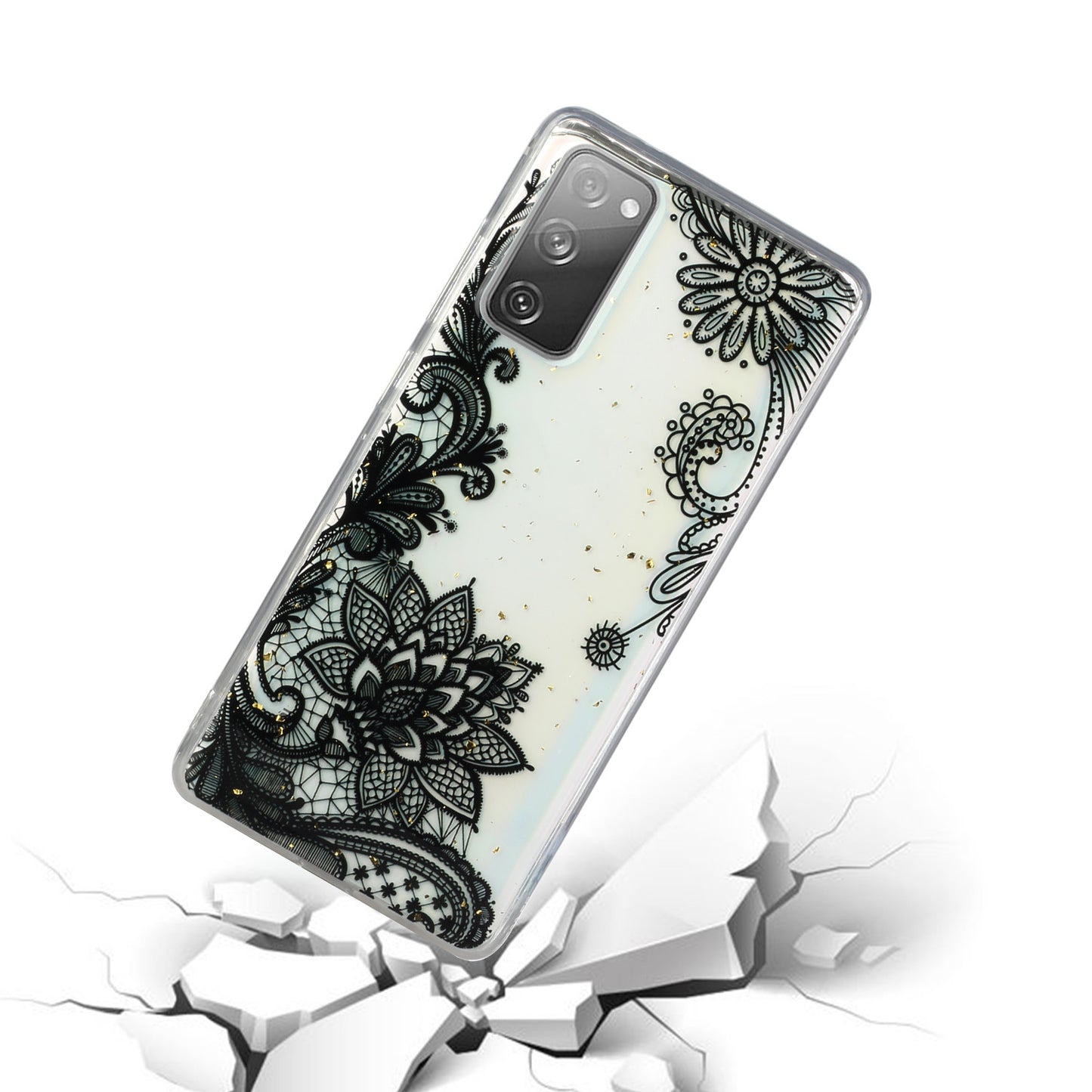 Glitter Sequins Inlaid Style TPU Phone Shell for Samsung Galaxy S20 FE/S20 Fan Edition/S20 FE 5G/S20 Fan Edition 5G - Lace Flower