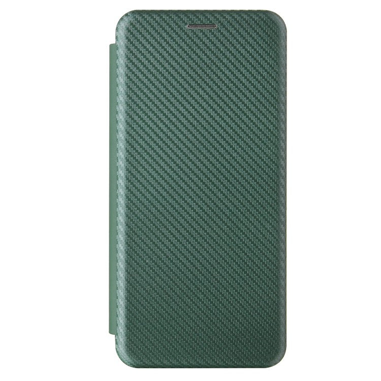 Carbon Fiber Texture Leather Case Auto-absorbed Stand Cover for Samsung Galaxy A02s (166.5x75.9x9.2mm) - Green